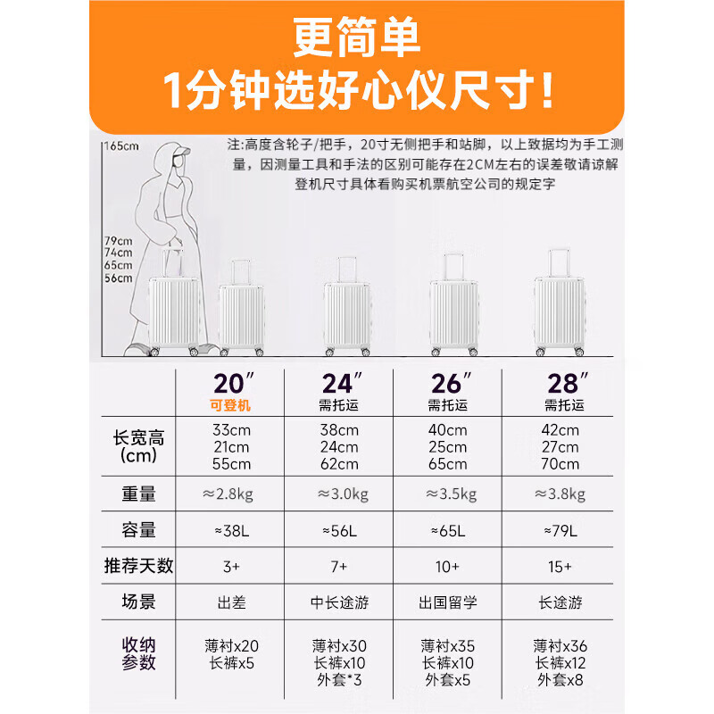 Traveler luggage trolley case, large capacity, thickened, can seat 20-inch suitcase, sturdy and resistant to fall, password box, boarding case, gray brown, pressure-resistant and scratch-resistant + double closed lining, 20 inches - can be boarded on the plane