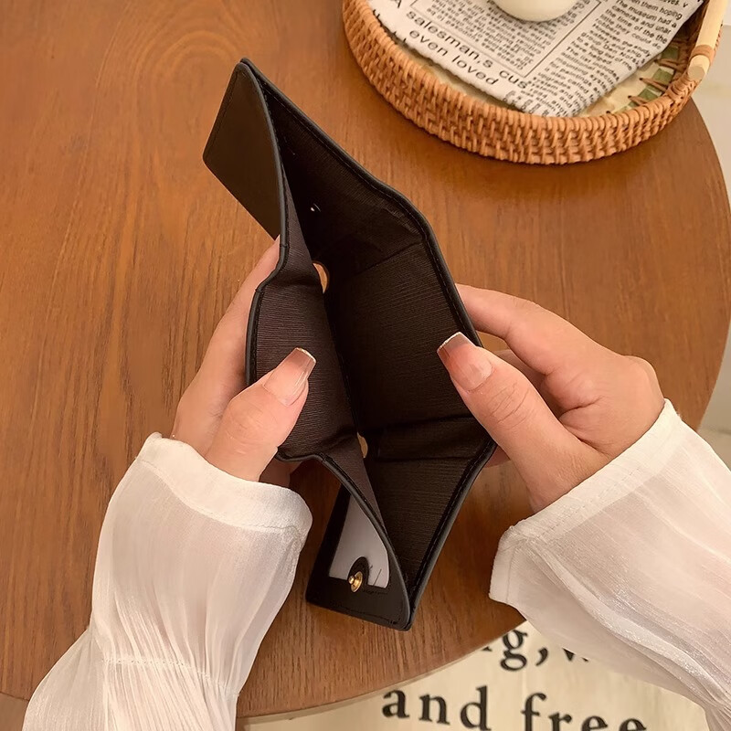 Chajin 2025 New Tri-fold Wallet Women's Short Korean Style Fresh Student Wallet Cute Cartoon Card Holder Coin Purse Tri-fold Wallet - Pink