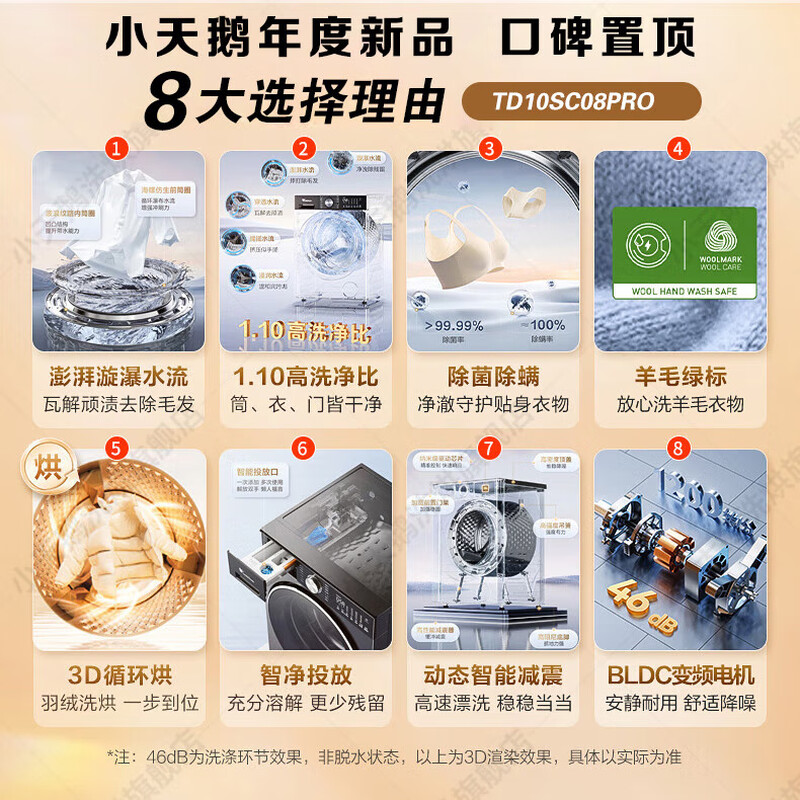 LittleSwan drum washing machine Xiaowumei 3.0 fully automatic washing/drying all-in-one ultra-thin flat screen fully embedded 10kg water cube first-class energy efficiency home appliance subsidy small steel cannon new 3.0 light version washing and drying whirlpool cold water wash SC08PRO