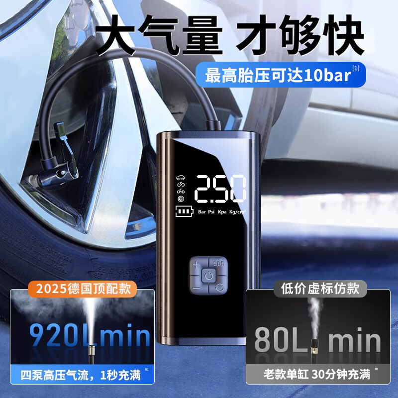 Zhunhang Wireless Car Air Pump Car Tire Electric Vehicle Bicycle Air Pump with Tire Pressure Measuring Basket Football Pump