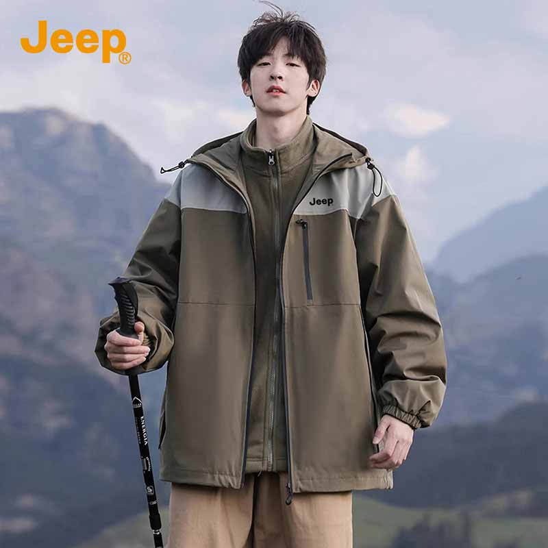 JEEP three-in-one assault jacket 25 autumn and winter detachable two-piece set men's windproof and waterproof jacket for men