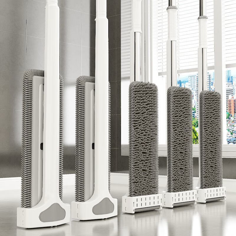 Chenille mop, hand-washable, flat-bed household lazy mop, dry and wet, long-haired absorbent mop, orange green - thickened chenille, 50CM panel + extension rod, 4 replacement cloths, chenille