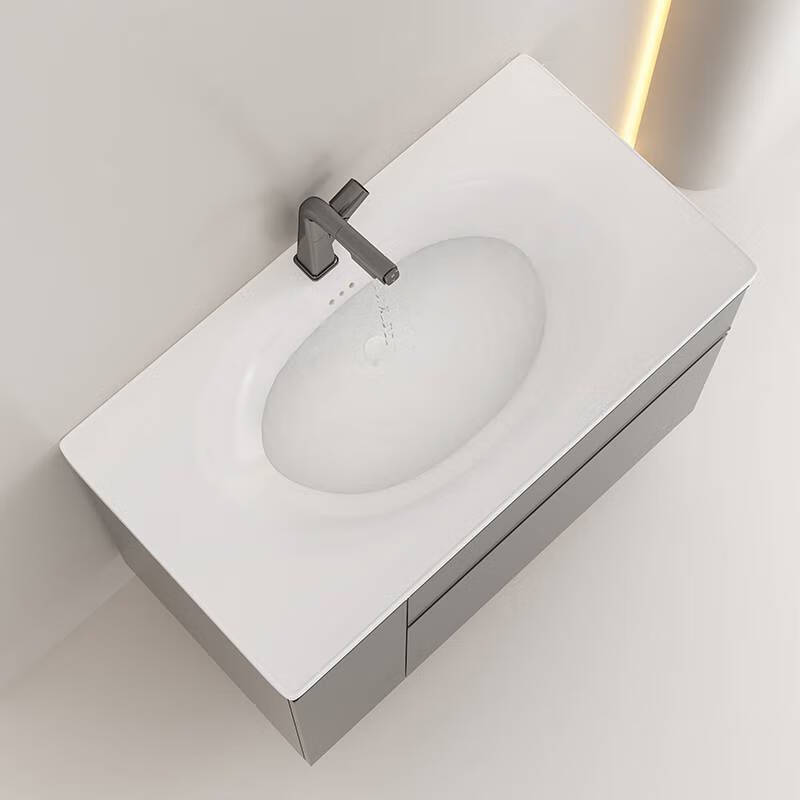 Ni Zhier customized SUBO Su Bao gray heightened storage basket integrated ceramic basin smart mirror cabinet multi-functional pull basket bathroom 60cm single base cabinet with pull-out faucet