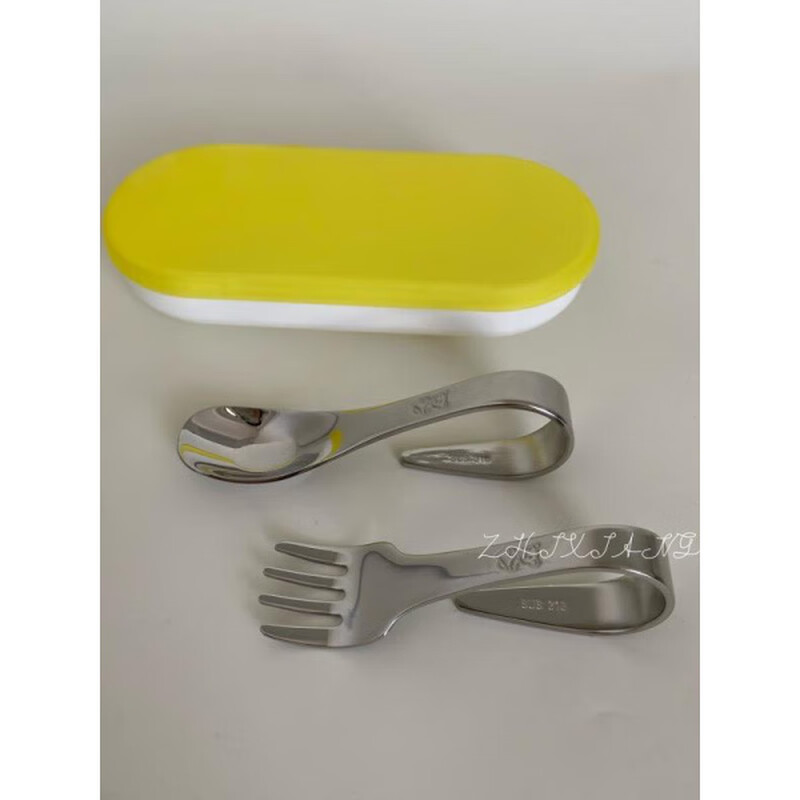 Qingyan Haolong Fat Donglai's same 316 stainless steel training spoon Fam flat replacement deepens children's independent eating fork spoon sweetness 316 stainless steel spoon + fork + storage box