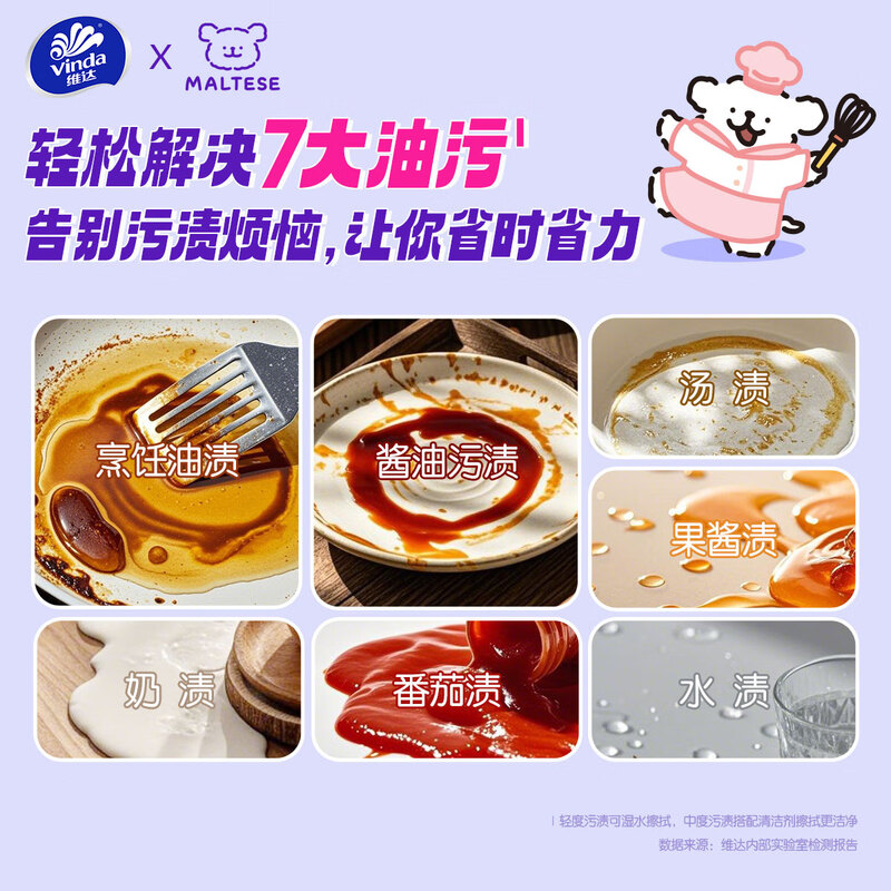 Vinda kitchen paper 180 sheets*6 packs, food-contact grade, hanging paper towels, line puppy joint model