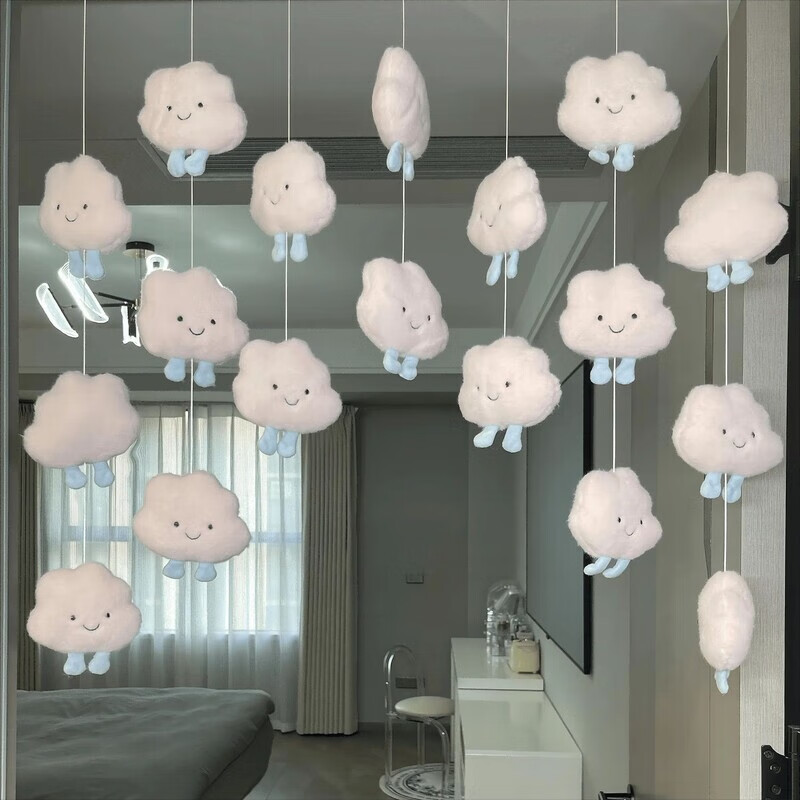 Oein wall decoration, high-looking, punch-free, aerial hanging, home bedroom door curtain, children's room door, creative girl hanging curtain, pink planet, 9 strings of 45 pieces, free 10 self-adhesive buckles for installation