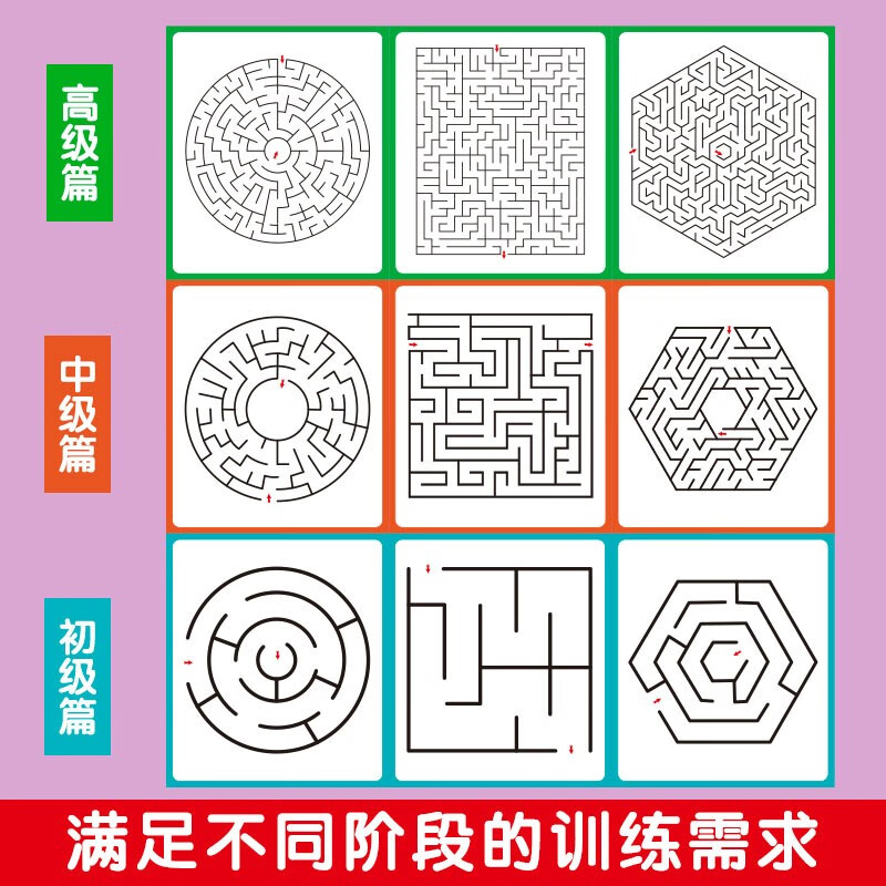Advanced Maze Game Puzzle Game Book Classic Puzzle Game Maze Challenges Smart Brains Suitable for Training Children's Concentration, Observation, Judgment, Memory, and Pen Control Ability Green Printing Comes with Answers
