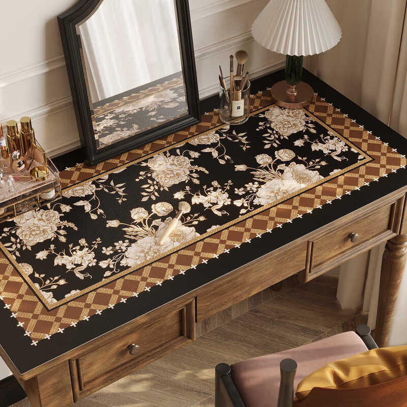 Ruidan dressing table table mat, antique style waterproof and oil-proof, no-wash tablecloth, TV cabinet, sideboard table mat, countertop protection mat, Heman 60*120CM, high temperature anti-scalding, no curling