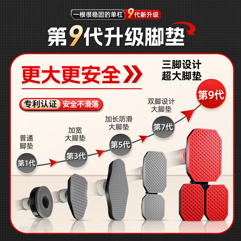 XTEP horizontal bar pull-ups for indoor home use for children and adults without punching holes on the door training fitness equipment sports hanging horizontal bar, upgraded anti-slip, huge stability, three-legged palm + hanging ring 96-140cm