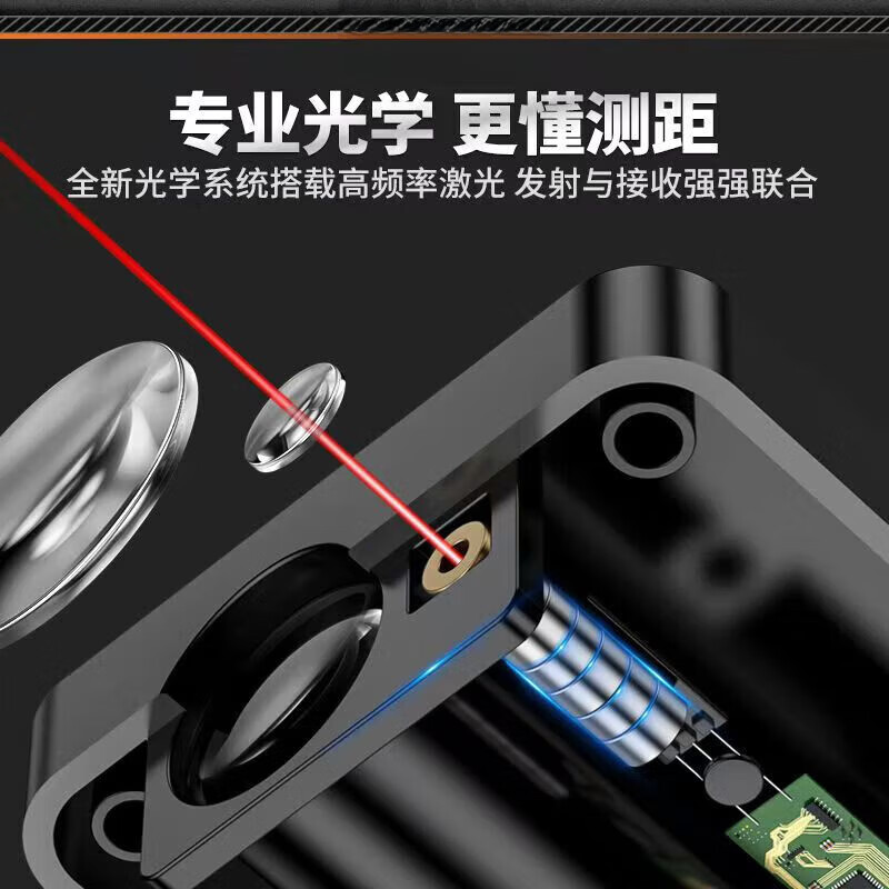 GERTHRON German laser range finder high-precision handheld infrared measuring ruler distance measuring instrument measuring room artifact electronic ruler lithium battery 60 meters Black Warrior