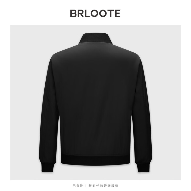 Brloote Shopping Mall Same Style Men's Cotton Jacket Lightweight, Wear-Resistant and Easy to Care Retro Sports Baseball Collar Cotton Jacket for Men Black L (175/96A)