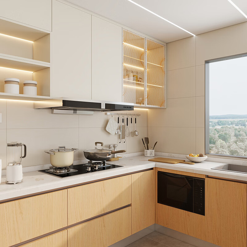 Oluoxun customized Quanyou whole house customized household integrated cabinets quartz stone countertops small apartment kitchen stove integrated cabinet storage 629/m wall cabinet (the specific amount depends on the design plan