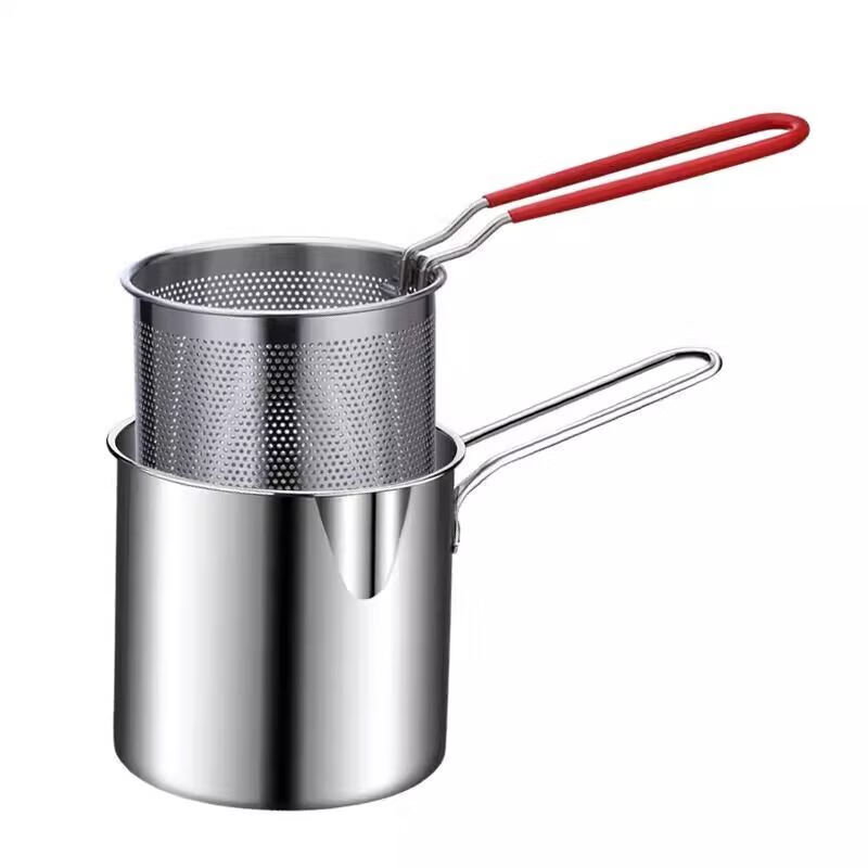 Food-grade stainless steel frying pan, household frying pan, electromagnetic gas stove, mini fuel-saving small frying pan for cooking noodles and soup, frying hot milk and cooking soup, multi-purpose pot 1.3 liters