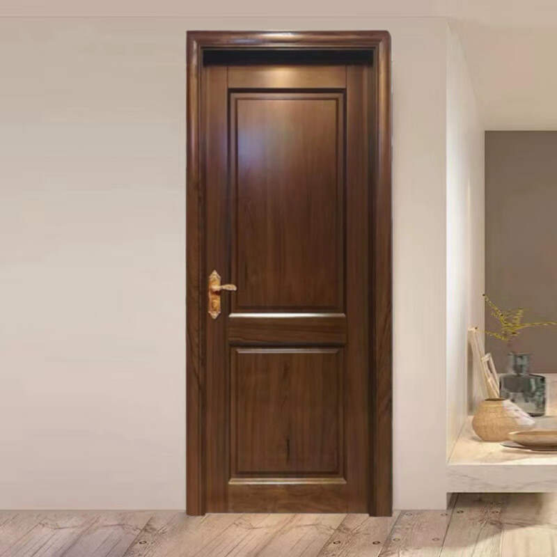 Foshan solid wood door Shabili painted door bedroom door flat door new Chinese style full solid wood door environmentally friendly painted Chinese style walnut