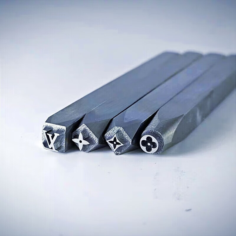 Steel seal numbering device font custom auspicious lotus pattern chisel gold and silver jewelry bracelet handmade mold carving knife gold striking tools set of 4 pieces 5 mm
