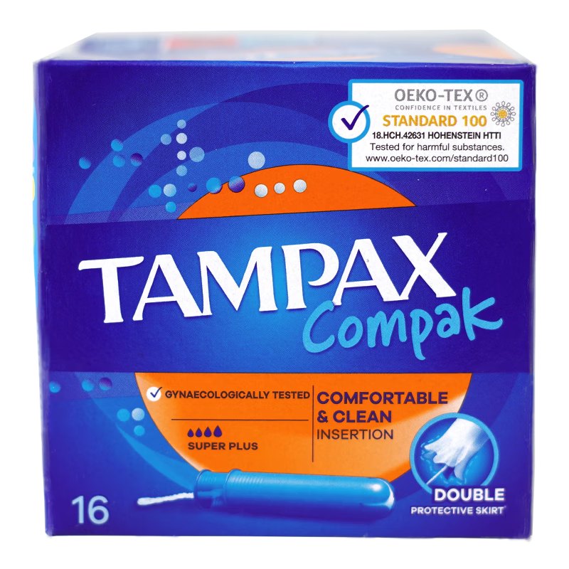 TAMPAX imported tampons, duct-type, non-sensory, built-in tampons, long duct, short duct tampons, super large flow, 16 pcs, 1 box, short style