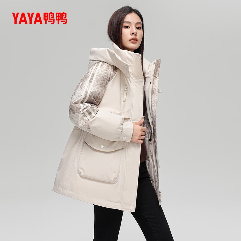 YAYA Parker Down Jacket Women's Mid-Length New Style Winter Hooded Fashionable Comfortable Versatile Slim Slim Commuting Warm Jacket