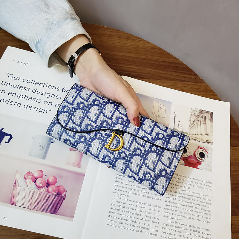 Kangaroo (KANGAROO) Women's Wallet New European and American Women's Small Wallet Women's Long Three-fold Student Korean Coin Purse Women's Card Holder Black (Dio Long)