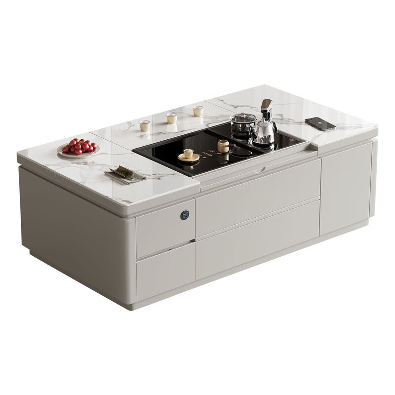 Tea table integrated with tea making, intelligent lifting tea table, light luxury, high-end household multi-functional tea table with boiling rock board Kung Fu tea table, high-end gray-lifting tea table 150-80-53