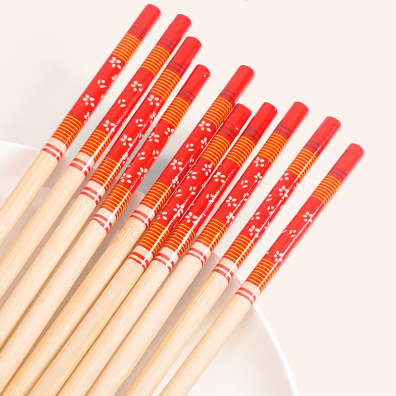 Jiamo Red Flower Bamboo Chopsticks 50 Pairs Home Wedding Housewarming Hotel Happy Event Red Disposable Chopsticks