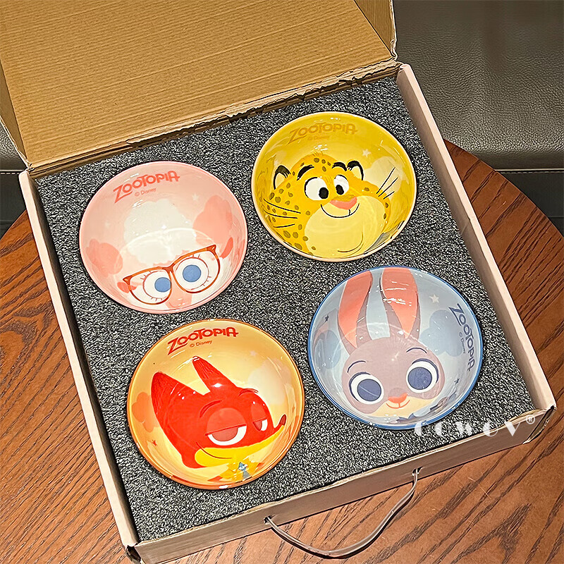 Zootopia Judy Nick underglaze color tableware bowl for home use 2025 new high-looking birthday gift box Zootopia ceramic bowl set Genuinely authorized