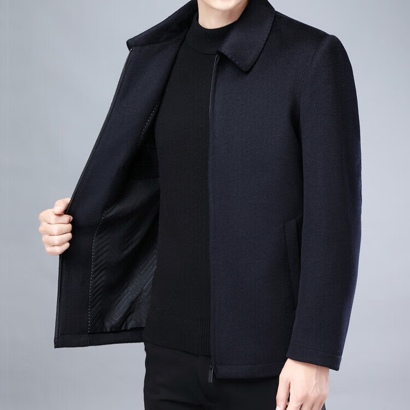 KBXNG New Wool Nylon Jacket Coat Men's Short Winter Wear Thickened Middle-aged Men's Top Gray L 175