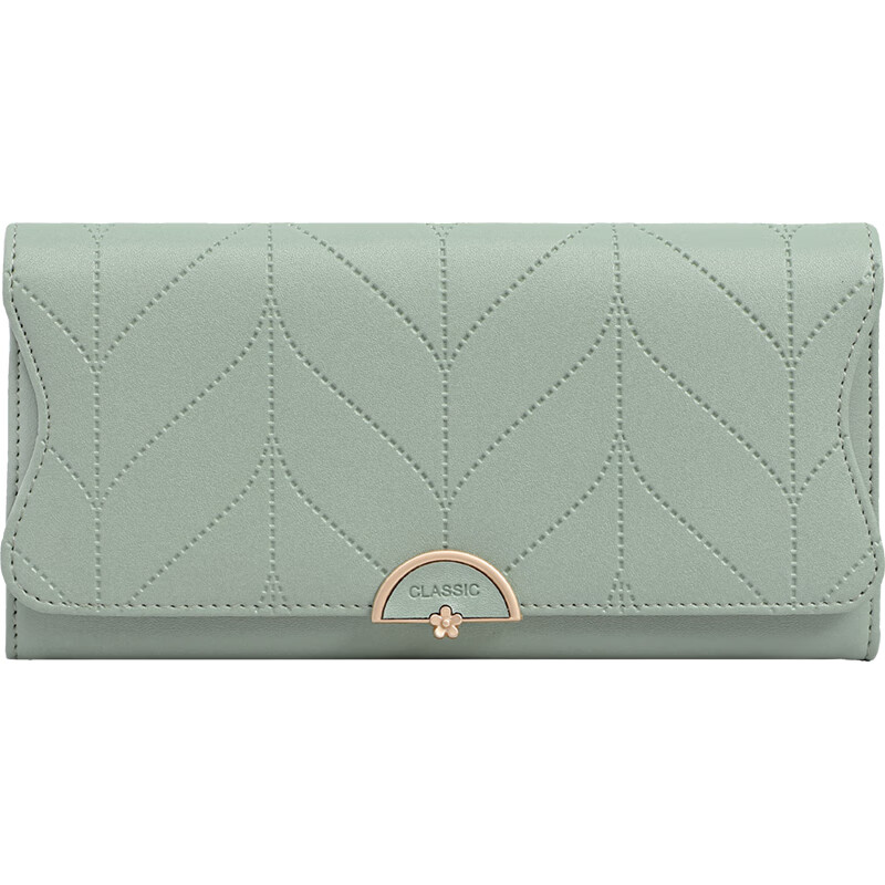 Viney cowhide women's wallet large capacity wallet long light luxury wallet foreign style student coin purse multi-card slot clutch bag matcha green fashion brand high-end versatile casual