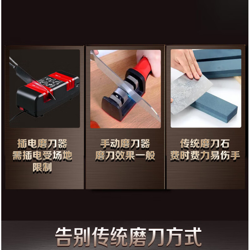 JCZS German kitchen electric whetstone, electric knife sharpener, fully automatic household multi-functional quick sharpening tool for kitchen knives, German wireless electric knife sharpener, classic black