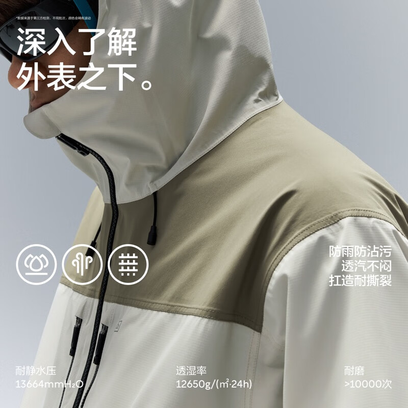 Bananain (Bananain) Wang Yibo's same style Oxygen 503Proof men's three-proof color-blocked single-shell jacket outdoor commuting jacket Wang Yibo's same style white birch and withered tea brown M