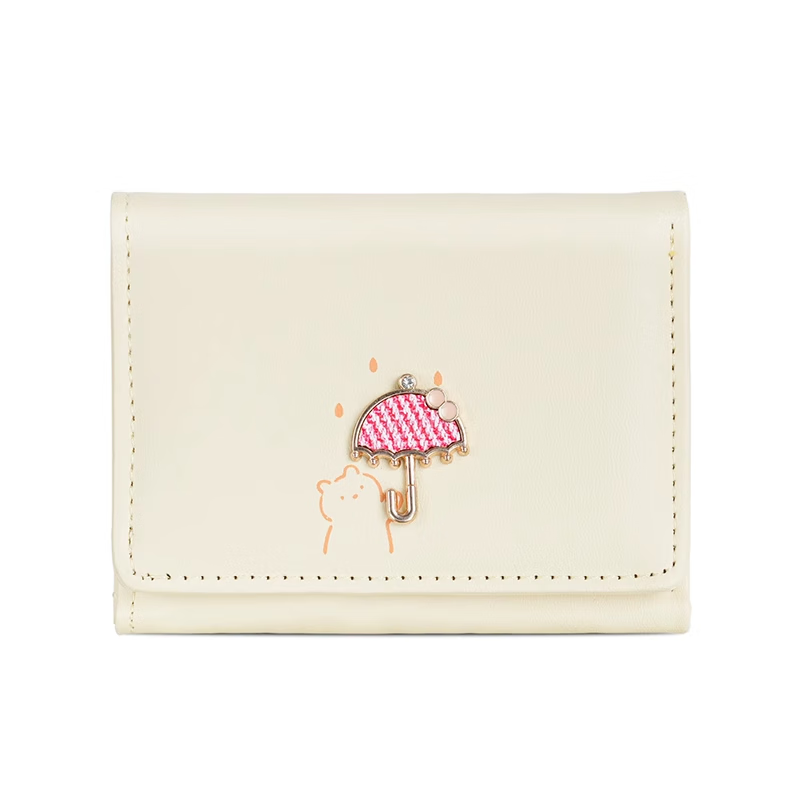 Chajin 2025 New Tri-fold Wallet Women's Short Korean Style Fresh Student Wallet Cute Cartoon Card Holder Coin Purse Tri-fold Wallet - Pink