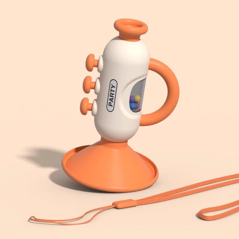 Shantou Lincun small trumpet children's toy 1 to 3 years old baby blowing harmonica whistle special for infants and young children can blow the instrument orange small trumpet comes with a lanyard