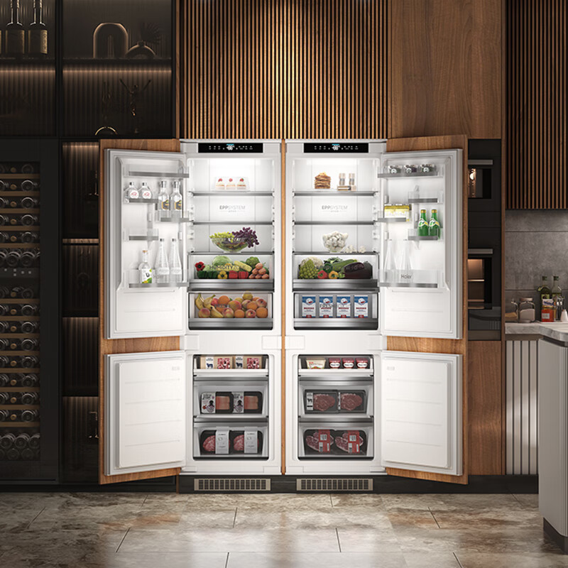 Haier's blockbuster new product fully embedded refrigerator hidden built-in cross-fold ultra-thin double door inlaid cabinet custom refrigerator ultra-thin 256 single fully embedded double door new product single double door