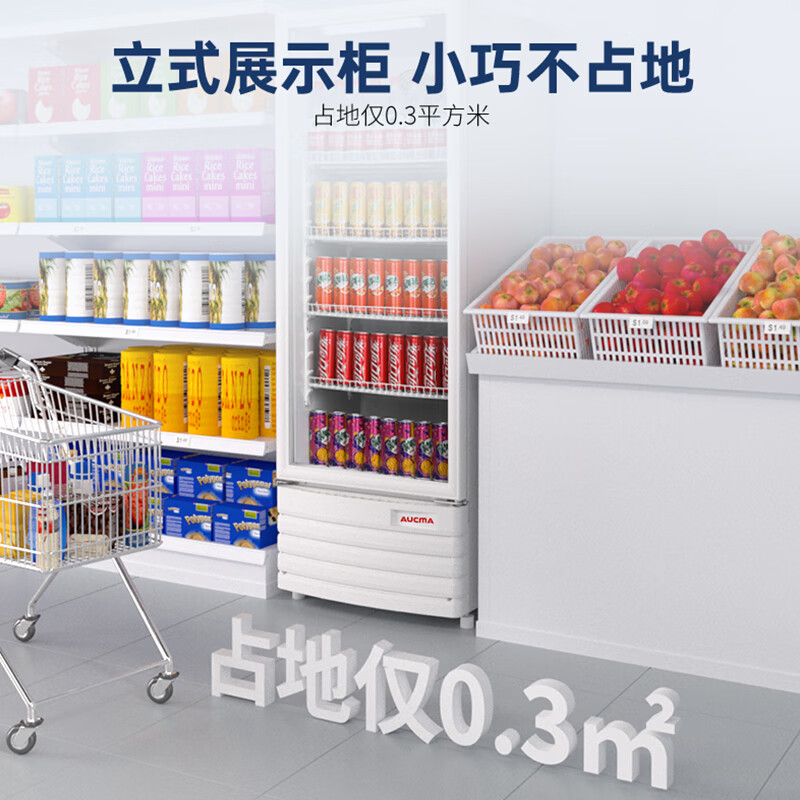 Aucma 229 liter display cabinet refrigerated fresh cabinet single door commercial refrigerator beverage beer cabinet vertical freezer ice bar flower and fruit refrigerator level 1 energy efficiency SC-229SNEB