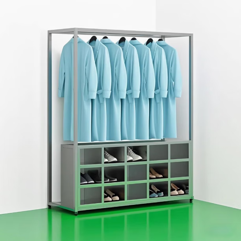 Baigang stainless steel clothes and shoes integrated cabinet dust-free and sterile purification workshop hangers factory workshop laboratory shoe cabinet coat and hat 201 clothes and shoes integrated 15-grid shoe cabinet