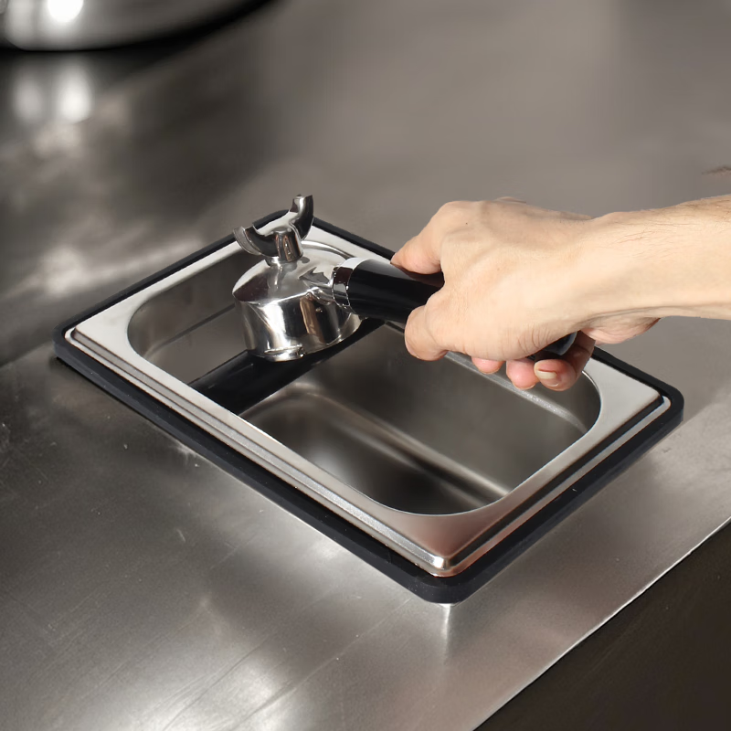 Stainless steel embedded square dregs bucket to store coffee residues coffee knocking bar tabletop box powder dregs bucket