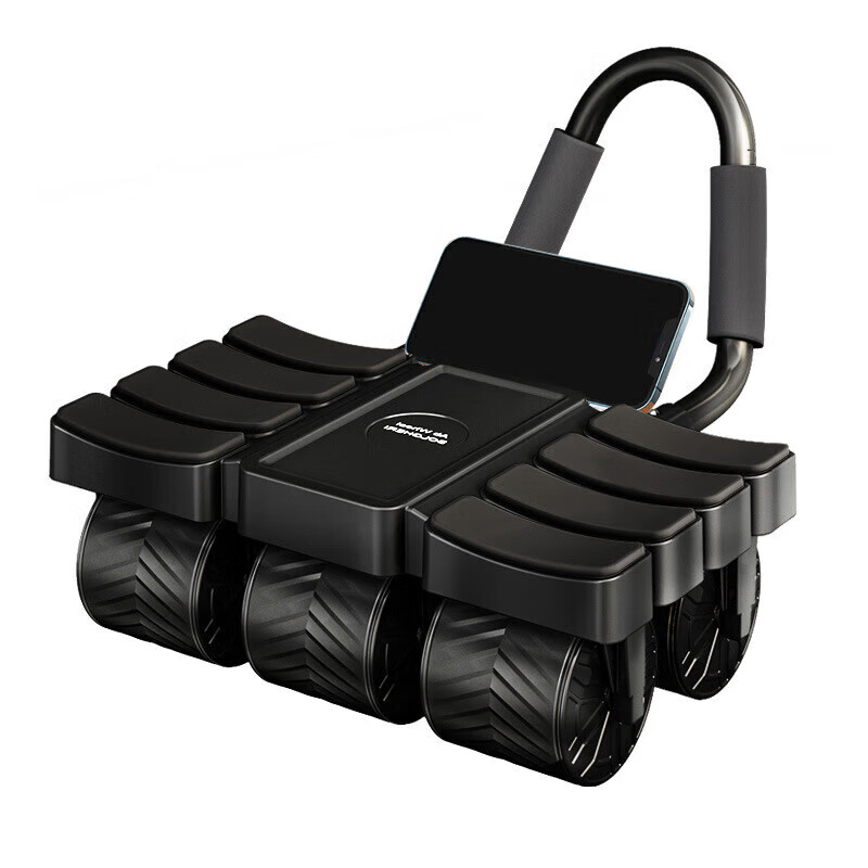 Abdominal fitness wheel, automatic rebound abdominal wheel, abdominal muscle training, abdominal muscle exercise, abdominal curling tool, home fitness equipment, upgraded automatic rebound six wheels, eight elbow supports, intelligent interconnected black + posture mat