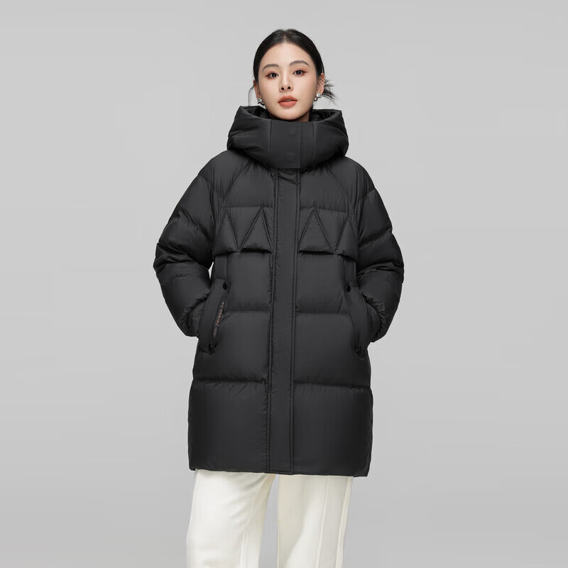 Snow Flying 90 Velvet Mid-Length Down Jacket Women 2025 Winter Korean Style Fashion Loose Casual Warm Hooded Jacket Black L