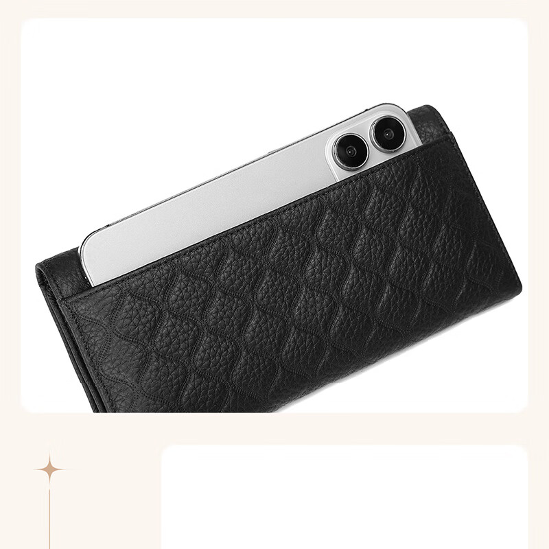 Scarecrow wallet women's long genuine leather 2025 new large capacity women's wallet first layer cowhide mobile phone clutch 10 card slots off-white 19*2.5*9.5cm 10 card slots