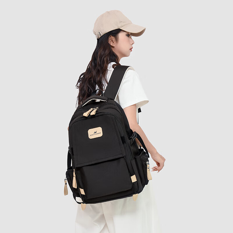 New style backpack for high school students, junior high school students, junior high school students, simple school bags, middle school students, college students, large capacity backpacks for boys, black