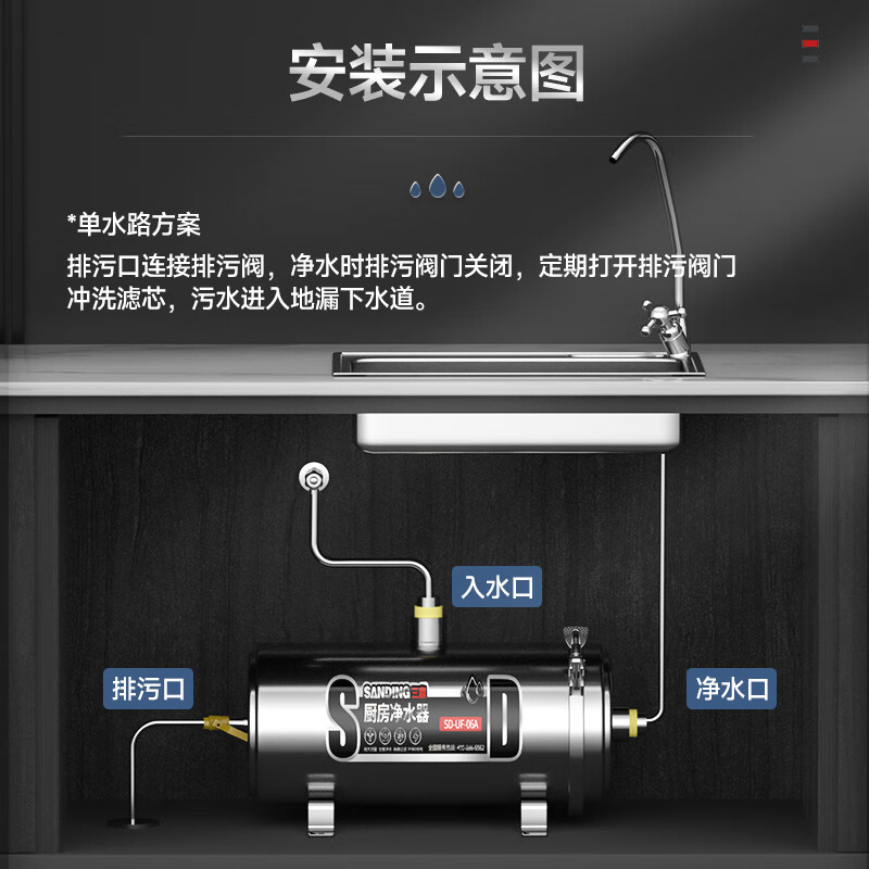 Sanding water purifier, dual-use water purifier for home and business, central pre-filter, direct drinking kitchen mineral water, tap water, whole house ultrafiltration machine, hand washable ultrafiltration membrane