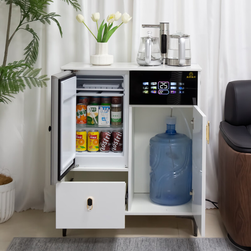 Meijia Meiju 2025 new cream style fully automatic tea bar machine all-in-one cabinet water dispenser with refrigerator refrigeration household high-end white (can be as low as around 5) hot and cold type