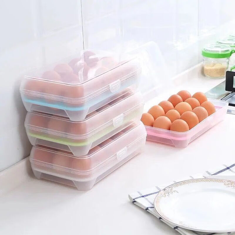 Runhuanian Kitchen 15-compartment egg storage box for refrigerator, egg preservation box, multi-layer egg box, plastic egg tray, event, buy one, get two free, three packs, random style