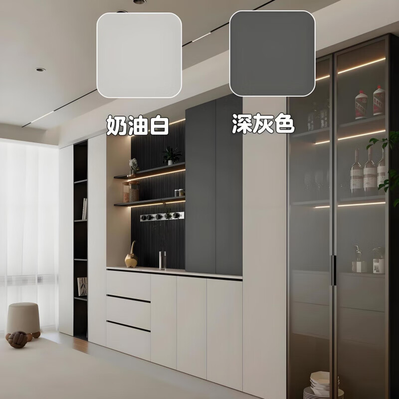 PET cabinet door panel whole house wardrobe door leaf skin-feel high-gloss paint kitchen cabinet fan ENF grade king coconut pine board PET blue light