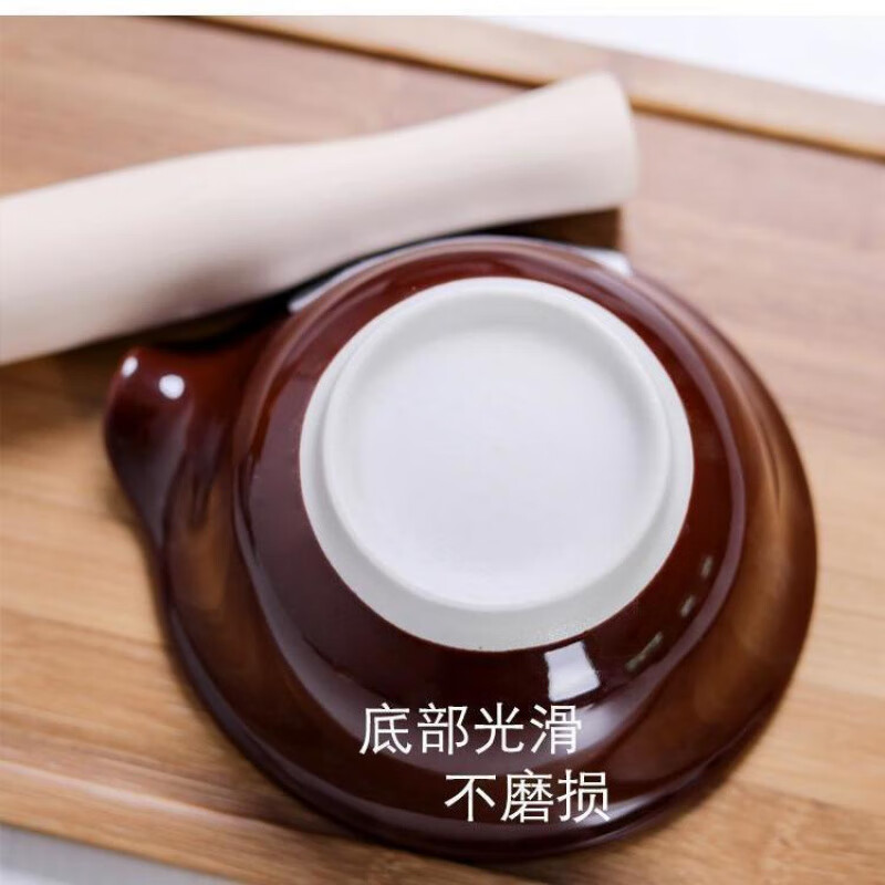 Meikejie ceramic grinding bowl, baby grinding bowl, Chinese medicine grinding bowl, baby fruit, vegetable, rice paste, meat paste grinding and supplementary food bowl, P coffee color grinding bowl + ceramic rod