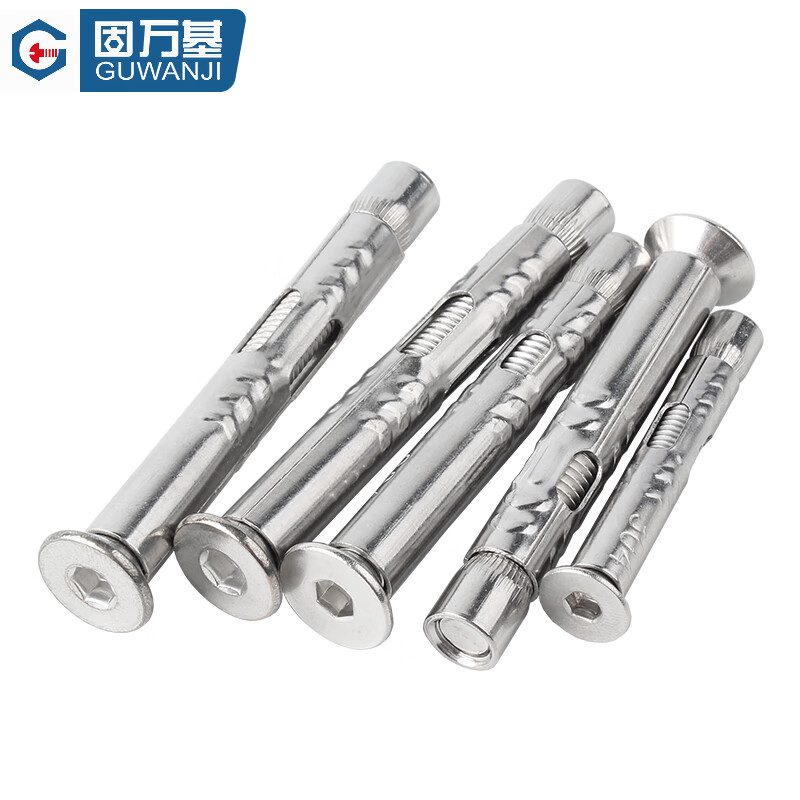 Guwanji 304 stainless steel expansion screw flat head internal expansion 316 internal and external hexagonal extended expansion bolt countersunk head pull-out tube M10*60 5 pieces 316 external expansion