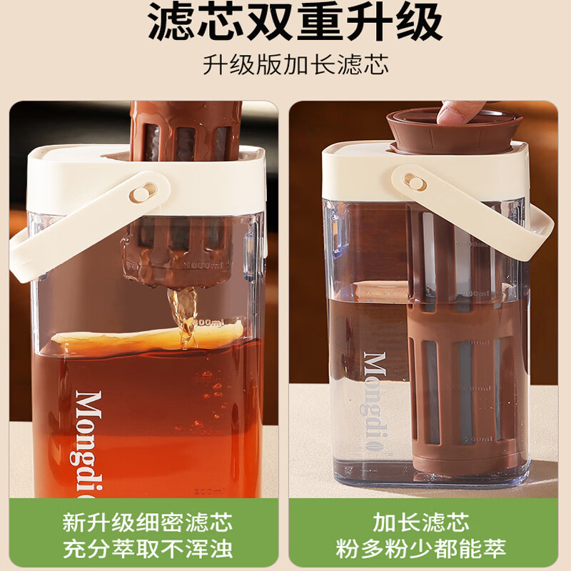 Mongdio cold brew pot coffee filter pot large capacity cold brew cup cold brew bottle cold kettle ice drip pot 1000ml