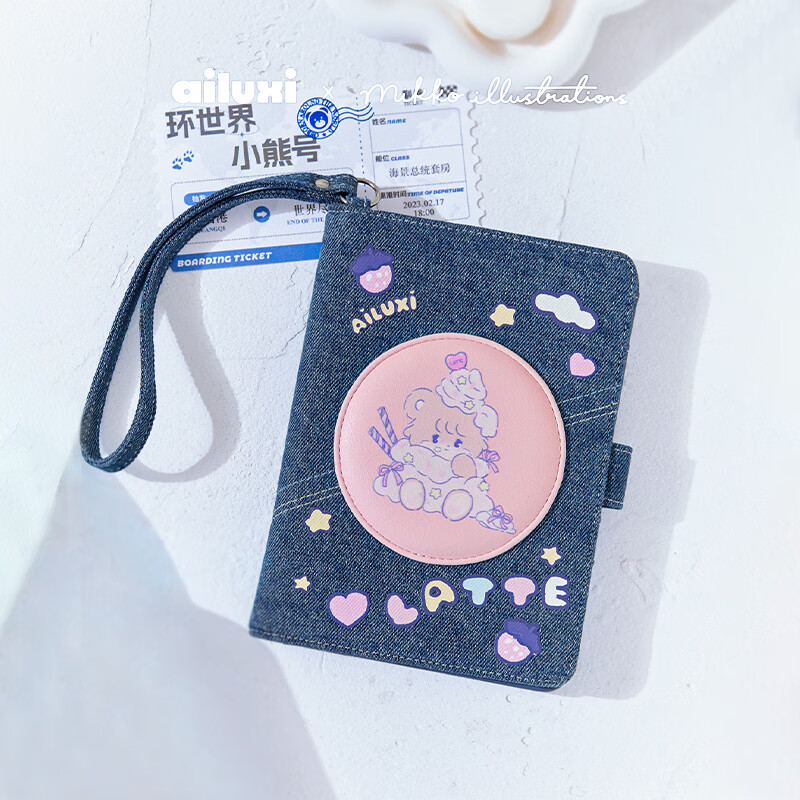 Ailuxi's new cute co-branded passport storage bag, large capacity hand wallet and card bag, two-in-one birthday gift for girlfriend