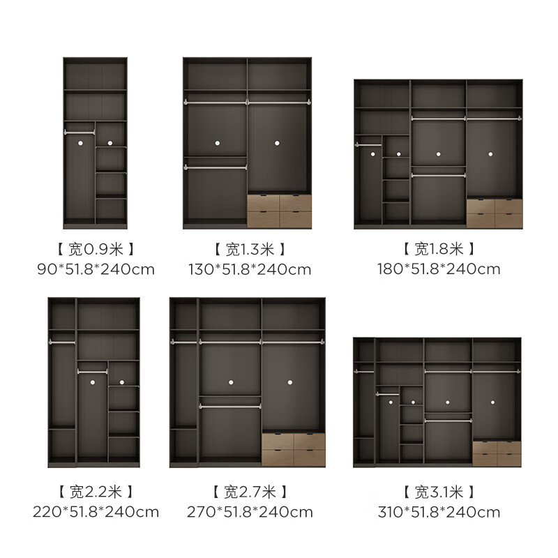 Gujia Home modern high-end Italian style wardrobe home with diverse layouts, strong and load-bearing closed drawer 8021 two-door wardrobe 0.9 meters wide