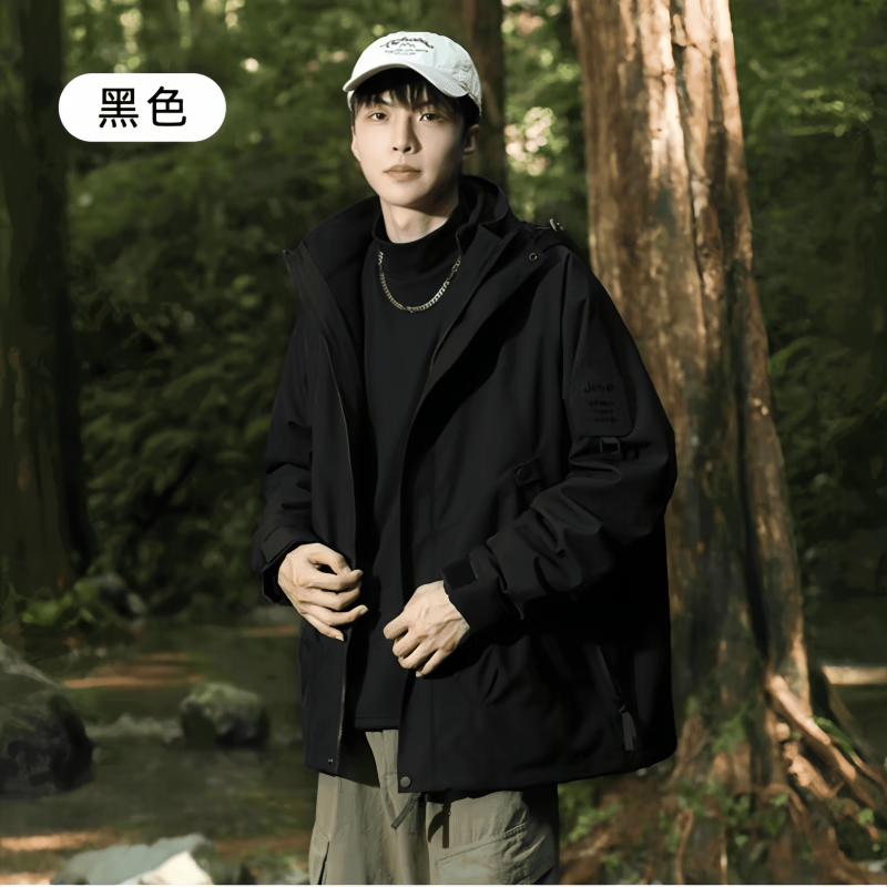 JEEP SPIRIT Jeep Jacket 3-in-1 Men's and Women's Down Liner Outdoor Warm Detachable Jacket Autumn and Winter Mountaineering Jacket Fluorescent Green Fleece Liner 3-in-1 L (Recommended 130-150 catties)