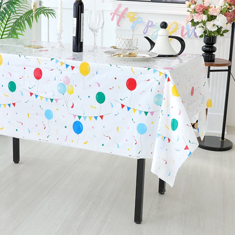 Fantasy birthday party tablecloth children's party layout dessert table decoration disposable six-piece cloth plastic long colorful five-pointed star tablecloth